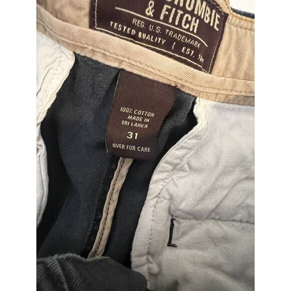 Abercrombie & Fitch Cargo Shorts Mens Sz 31 Dark Gray A&F Khaki Y2K Heavy Cotton - Picture 7 of 8